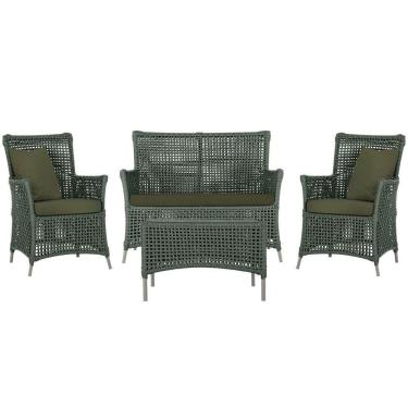 Imagem de Jogo Sofá 2 Poltronas E Mesa Igapó Fendi E13 Trama Original Verde