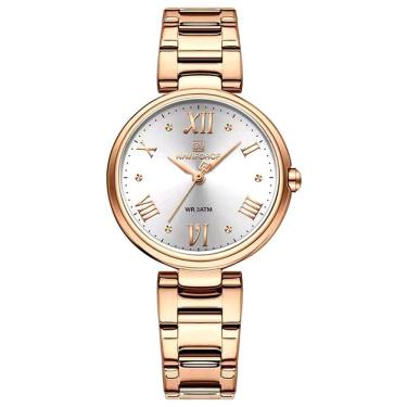 Imagem de Relógio De Pulso De Aço Inoxidável Feminino Minimalista Criatvo Impermeavel Rose