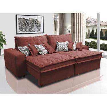 Imagem de Sofá Retrátil E Reclinável 2,72m Com Molas Ensacadas Cama Inbox Supreme Tecido Velusoft Vermelho