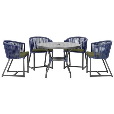 Imagem de Mesa Com 4 Cadeiras E Noronha Estofado 13 Trama Original Azul