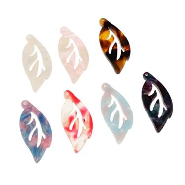 Imagem de barenx 7 peças de pingente de folha acrílica acetato de cores sortidas DIY brinco clipe de orelha artesanato