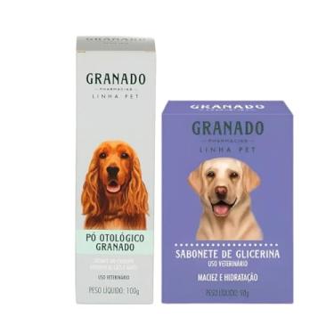 Imagem de Kit Sabonete Glicerina + Pó Otológico Pet Higiene Cães Gatos Limpeza Proteção Orelhas