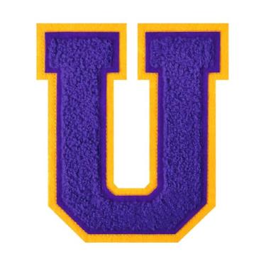 Imagem de 1 Patch de letra de chenille roxo de 11,4 cm – Adesivos do alfabeto para roupas, jaquetas, mochilas, chapéus para decoração personalizada, nome personalizado e artesanato. (U)