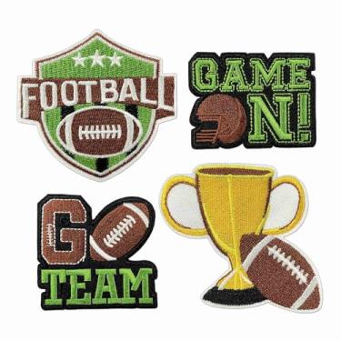 Imagem de Patch Game On Football, Go Team Sport Rugby Trophy Game Day Iron On Sew on Bordado Patch para Roupas Jaqueta Jeans Mochilas