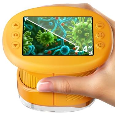 Imagem de Microscópio portátil 1000X para crianças, tela digital 4K 6.1 cm para crianças com 12 slides, brinquedos Edu portáteis presentes para crianças de 3 4 5 6 7 8 9 10 11 12 anos de idade meninos meninas