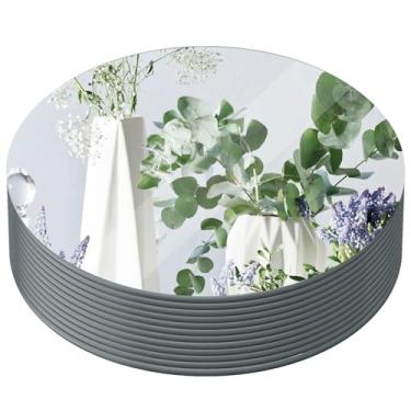 Imagem de Yuzeyurun Centros de mesa redondos espelhados de 30,5 cm, 12 bandejas de espelho de vidro para casamentos, festas, decorações de Natal