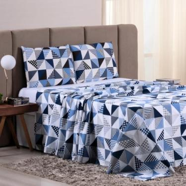 Imagem de Jogo de Lençol SOLTEIRO 3 Peças 100% Algodão 200 Fios Lençol Com Elastico Lençol e Fronha Lençol de Cima ESTAMPADO CAMA BOX E COMUM - GEOMETRICO (SOLTEIRO 3 PEÇAS, GEOMETRICO)