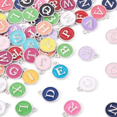 Imagem de Spritewelry Berloques de letras para fabricação de joias de liga esmaltada, pingentes de letra inicial maiúscula A-Z, pingentes do alfabeto para colar, pulseira, brincos, chaveiros, suprimentos de