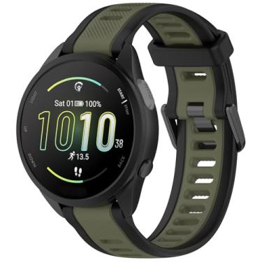 Imagem de Compatível com Garmin Forerunner 165, pulseiras de silicone de 20 mm de largura para smartwatch Garmin Vivoactive 3/Vivoactive 5/Forerunner 55, 245, 645 Music Smartwatch (verde militar)