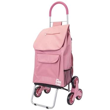 Imagem de dbest Products Carrinho de passeio com alças de mochila, carrinho de compras, apartamento dobrável em condomínio, rosa empoeirada
