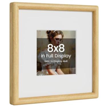 Imagem de Porta-retrato 20 x 20 cm, madeira de carvalho natural da Califórnia-EUA com vidro temperado verdadeiro, moldura feita à mão 20 x 20,3 cm, fosca, para casamento, 10 x 10 cm, imagem de família, exibição