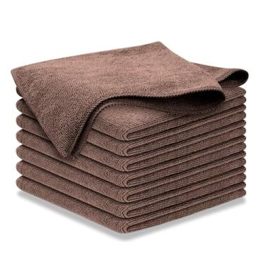 Imagem de USANOOKS Pano de limpeza de microfibra - 1200 lavagens, toalhas ultra absorventes aderência raiz trama sujeira - pacote com 08 - marrom