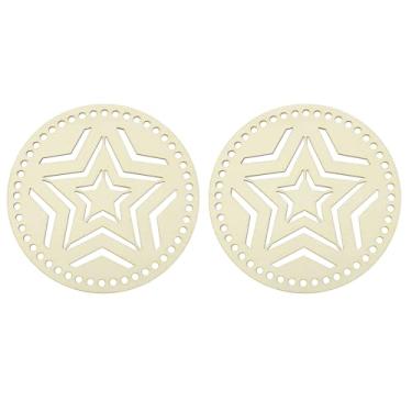 Imagem de PATIKIL 2 peças de base de cesta de crochê, cesta redonda de 14 cm, modelador de base de madeira, kit de confecção de bolsa de tricô para crochê, bolsa de ombro, bolsa, artesanato, cor de madeira