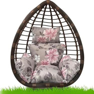 Imagem de Almofada para cadeira de ovo para pendurar ao ar livre - Almofada de cadeira giratória lavável para pátio, jardim e varanda, capa de assento durável e confortável em cores tropicais do Havaí (F)
