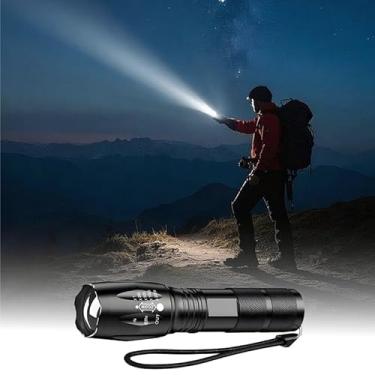 Imagem de Lanterna, pequena lanterna de LED de 1000 lúmens altos, lanterna com zoom, lanterna portátil à prova d'água para acampamento, ciclismo, caminhadas, uso externo e doméstico (pilhas não incluídas)