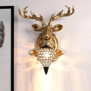 Imagem de Luminária de parede contemporânea em formato de veado, ideal para sala de estar, quarto, escritório, casa de campo, hotel, quarto infantil e corredor, com LED (Estilo E)