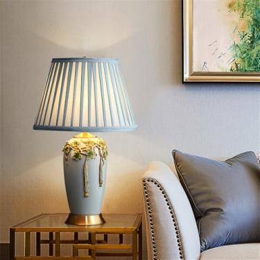 Imagem de Luminária de mesa contemporânea de luxo em cerâmica com LED, estilo retrô americano, perfeita para decoração de sala de estar, quarto, escritório, casa de campo ou hotel (Estilo 19)