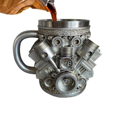 Imagem de Xícara de café isolada - Caneca de viagem com design em forma de motor para café, copo multifuncional para chá de cerveja, chá, chocolate quente, uísque, coquetéis