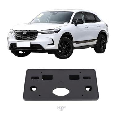 Imagem de Suporte de moldura de placa de carro de para-choque dianteiro compatível com Honda HR-V 2019-2022 ABS moldura de etiqueta de substituição para placa de licença para OE: HO1068128 | 71145T7WA10 (preto)