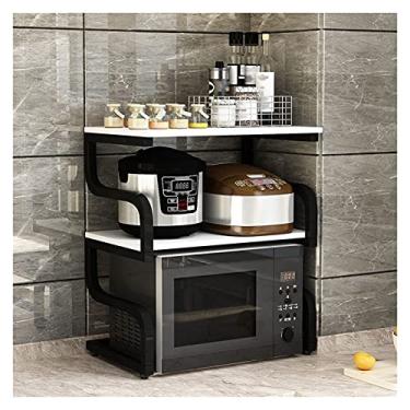 Imagem de HHHJQFAAT Rack de forno de microondas, suporte de cozinha de bancada para forno de microondas rack de armazenamento de forno de arroz rack de armazenamento de temperos suporte de prateleira de