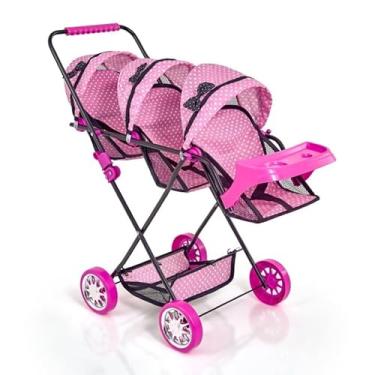 Imagem de Carrinho de Boneca Trigemeos Bandeja Luxo - Coraçãozinho