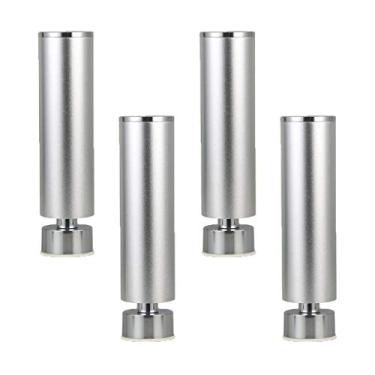 Imagem de ZJYWMM Pernas de móveis pernas de mesa de metal adiustável pés de liga de alumínio pés redondos de substituição para móveis pernas de sofá pernas de sofá mesa armários de cama 4 peças (prata) (12