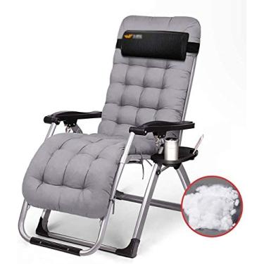 Imagem de Espreguiçadeira de jardim, cadeira dobrável, espreguiçadeira de jardim com gravidade zero, cadeira dobrável para jardim ao ar livre, poltrona reclinável, cadeira de balanço com almofadas (cor cinza),