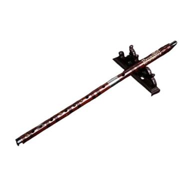 Imagem de Flauta de bambu de madeira marrom com uma seção C para iniciantes desempenho profissional com acessórios