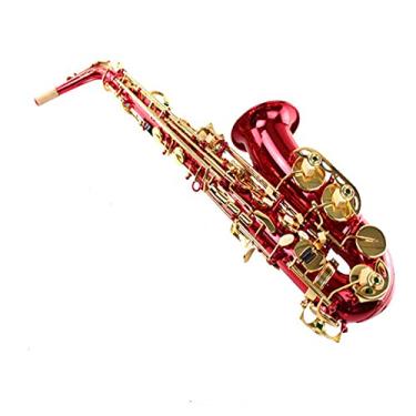 Imagem de Saxofone profissional adulto E Flat Saxofone alto instrumento de sopro vermelho laqueado dourado chave iniciante latão saxofone iniciante kit iniciante