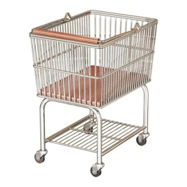 Imagem de Fxzqgnh Carrinho de Roupa de Arame, Multifuncional, Leve, Cesto para Roupa Suja, Economizador de Espaço, Cesto de Roupa, Cesto de Roupa com Rodinhas