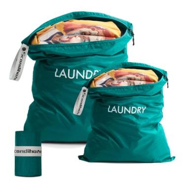 Imagem de Saco de lavanderia de viagem (2 peças - grande + pequeno) - Bolsa dobrável à prova d'água lavável e seca para academia, natação, ioga e treino, perfeita para roupas sujas, roupas de banho, acessórios