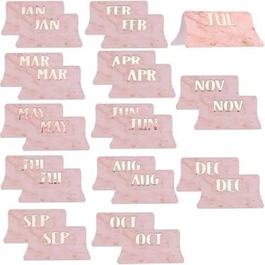 Imagem de Adesivos de calendário com abas mensais, 24 peças de abas adesivas para agendas, diários, cadernos, agendas e organizadores, material de papel, rosa