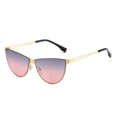 Imagem de HPIRME Óculos de grau gatinho metal vazado anti-uv masculino e feminino(4)