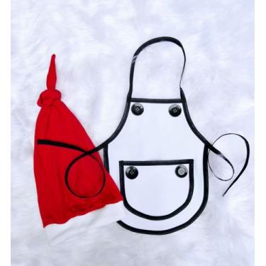 Imagem de Newborn Fantasia Natal Roupa Mini Chef Cozinha Cozinheiro Master Chef 