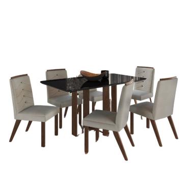 Imagem de Conjunto Mesa 6 Cadeiras 170/27  Vidro 160cm com Tecido Joli  Zamarchi