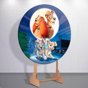 Imagem de Painel festa infantil Casal Cachorros A Dame e o Vaga capa redonda tam