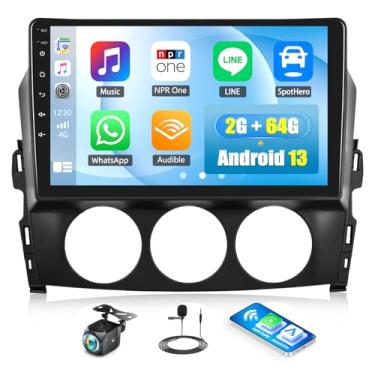 Imagem de [2 + 64 G] Android 13 estéreo automotivo para Mazda MX-5 Miata 2006-2015 com carro sem fio e Android Auto, rádio veicular com tela sensível ao toque de 9 polegadas com Bluetooth FM/RDS rádio HiFi WiFi
