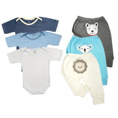 Imagem de Kit 6 Pçs Mijão Bumbum Bordado E Body Manga Curta Bebê - Koala Baby, M