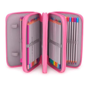 Imagem de Estojo Box/Estojo Escolar/Estojo de Lápis/Estojo Com 4 Níveis E Zíper 72 Canetas Divisórias/ Grande Capacidade (Cor Feminina)