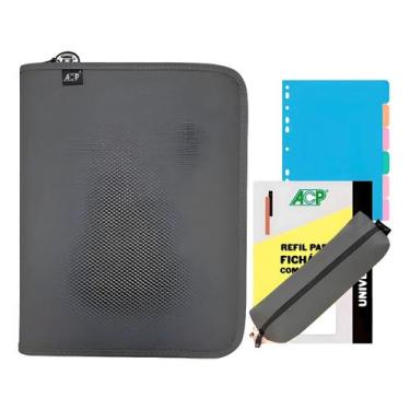 Imagem de Fichário Com Ziper Estojo Bloco 96 flhas Divisórias Caderno Sweet Gran