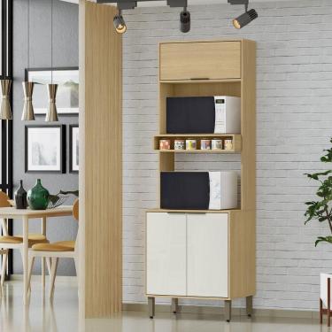 Imagem de Armário Paneleiro De Cozinha E Torre Quente 2 Fornos - Glória Castanho-off White