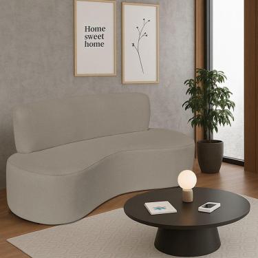 Imagem de Sofá Curvo 2 Lugares Amsterdã 140cm Suede Cor Cappuccino