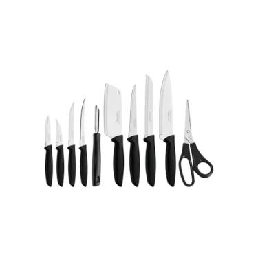 Imagem de Jogo de Facas Plenus 9 Peças, Lâminas em Aço Inox, Cabos de Polipropileno Preto, Inclui Faca Chef, Santoku, Pão, Churrasco