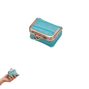 Imagem de HDKXBEJ Mini estojo de viagem para mulheres, organizador de joias e caixa de armazenamento, porta-moedas vintage com fecho de beijo, presente para anéis, brincos, colar (B)