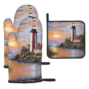 Imagem de Pintura de diamante – Conjunto de cozinha essencial de 3 peças, luvas seguras para calor e aderência de tampa, proteção para churrasco no forno, design de armazenamento suspenso.