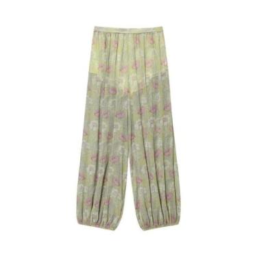 Imagem de Calças De Cintura Alta Com Estampa Floral plus Size Para Mulheres, Cal