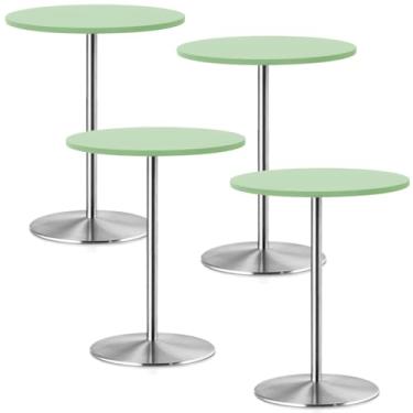 Imagem de Pacote com 4 toalhas de mesa pequenas redondas elásticas para mesa de coquetel de 76 cm, à prova d'água, elástica, lavável, toalha de mesa de piquenique, toalha de mesa dobrável de elastano para