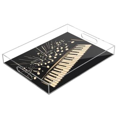 Imagem de STAYTOP Bandeja acrílica para piano Keys 15,7 × 11,20 cm, bandejas decorativas à prova de derramamento, organizador de bancada para café da manhã, chá, comida, maquiagem