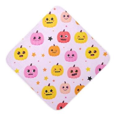 Imagem de Burbuja Toalha de banho para bebê Halloween Jack O Lantern Pumpkins - Toalha de banho macia e absorvente de algodão musselina com capuz para recém-nascidos, 76 x 76 cm