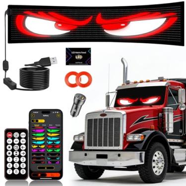 Imagem de Sooguard Luzes LED Devil Eyes para para-brisas de caminhão, olhos animados de 90 x 19 cm para carro, caminhão, SUV, programáveis via aplicativo/controle remoto, decoração de Natal, para homens